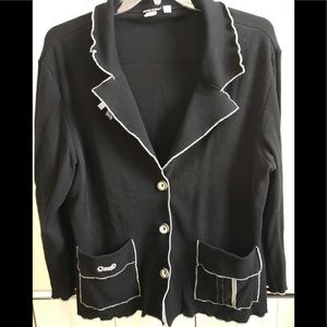Waffle knit blazer with decorative ribbon detailing